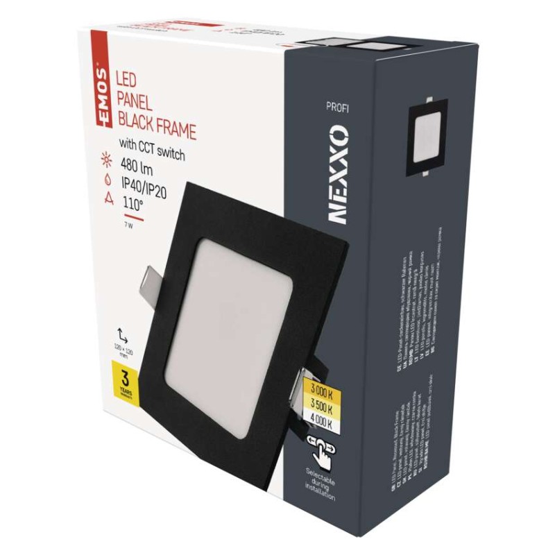 LED podhledové svítidlo NEXXO černé, 12 x 12 cm, 7 W, teplá/neutrální bílá