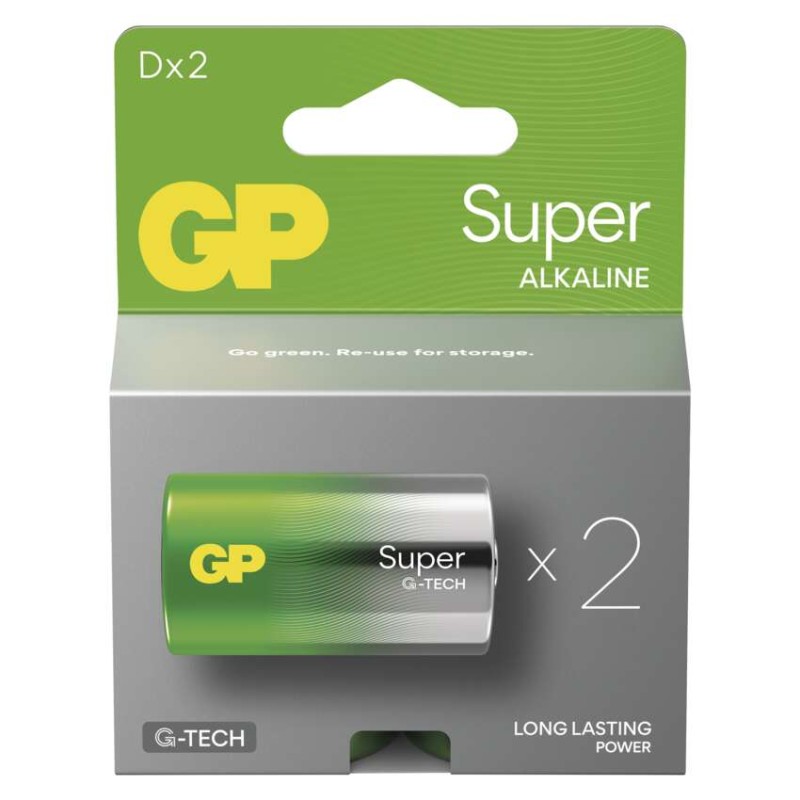 Alkalická batéria GP Super LR20 (D), 2 ks