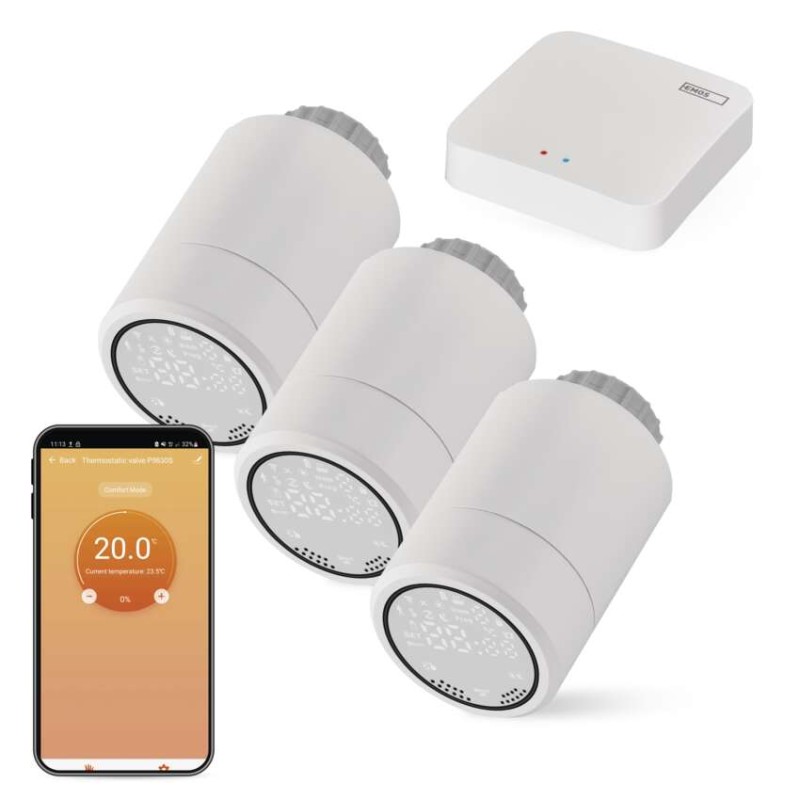 Sada GoSmart: 3x digitální termostatická hlavice P5630S ZigBee, 1x ZigBee brána