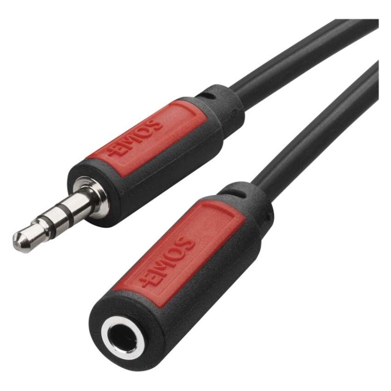 JACK kábel 3,5mm stereo, vidlica - 3,5mm zásuvka 5m