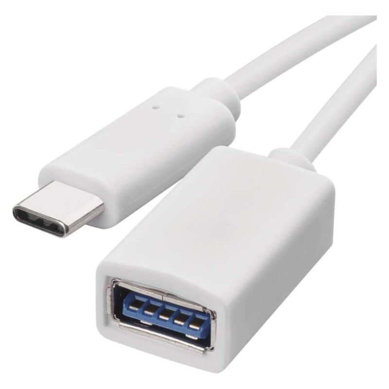 Dátový OTG kábel USB-A 3.0 / USB-C 3.0 s funkciou redukcie, 15 cm, biely