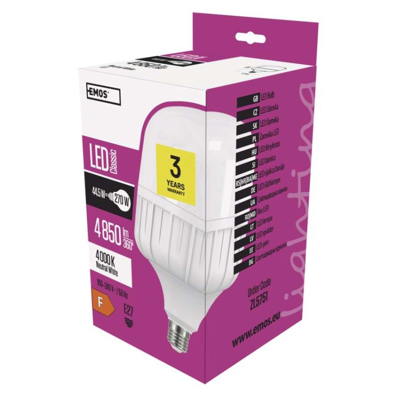 LED žiarovka Classic T140 / E27 / 44,5 W (270 W) / 4 850 lm / neutrálna biela