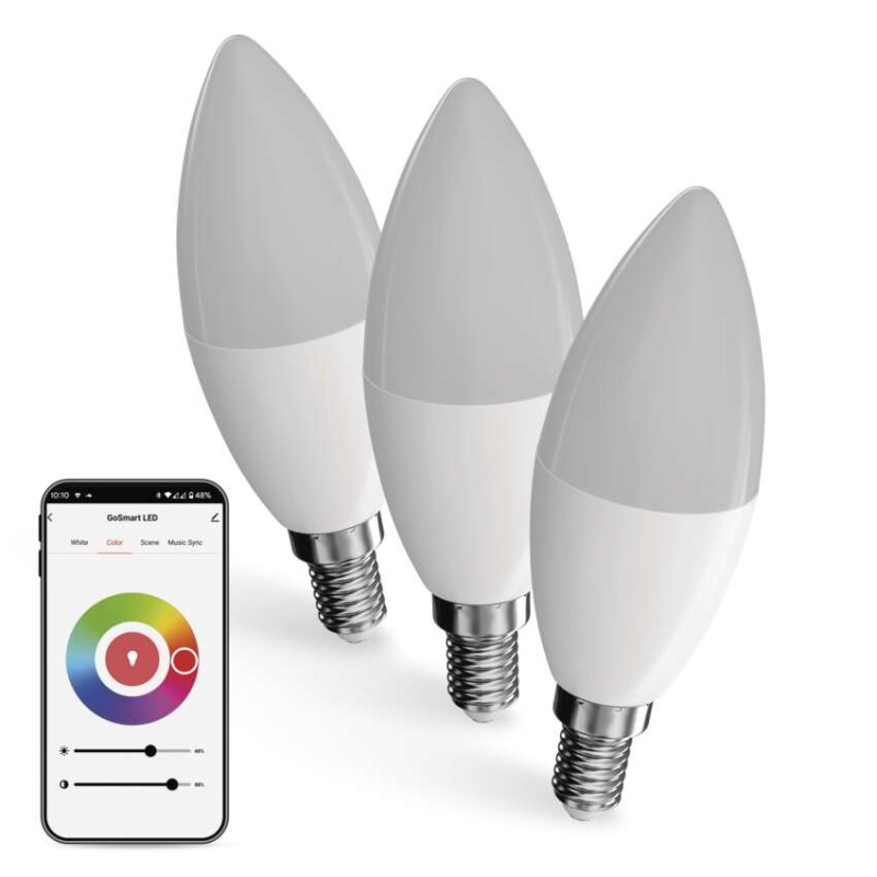 LED žiarovka GoSmart sviečka / E14 / 4,8 W (40 W) / 470 lm / RGB / stmievateľná / Wi-Fi