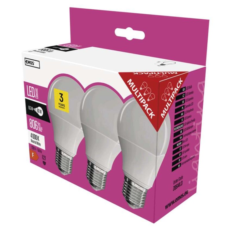 LED žiarovka Classic A60 / E27 / 8,5 W (60 W) / 806 lm / neutrálna biela