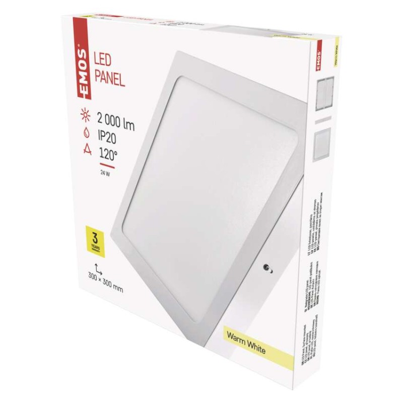 LED svítidlo PROFI bílé, 30 x 30 cm, 24 W, teplá bílá