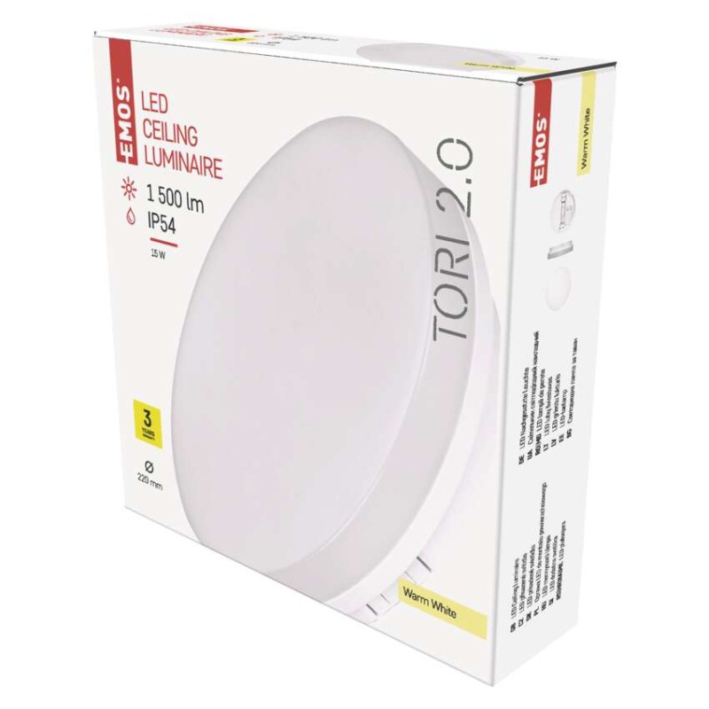 LED svítidlo TORI 22 cm, 15 W, teplá bílá, IP54