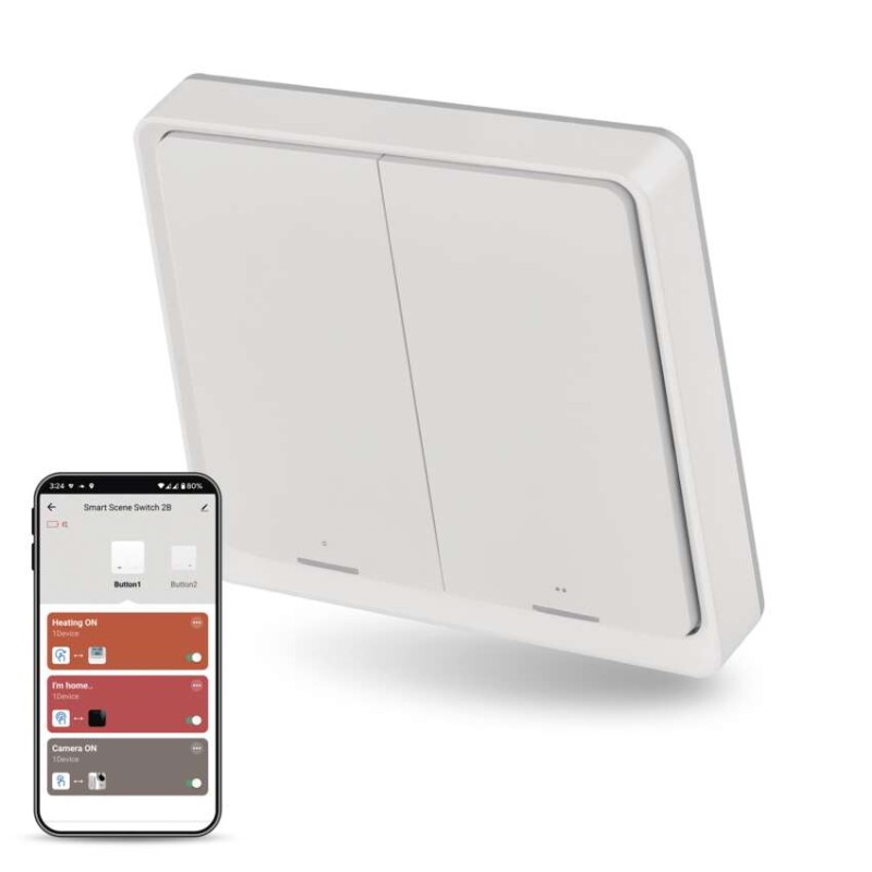 GoSmart Prenosný ovládač scén IP-2002ZW, ZigBee 3.0, 2-tlačidlový