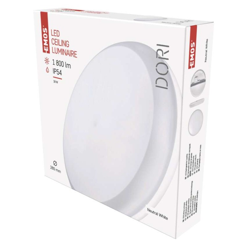 LED prisadené svietidlo DORI, kruh. biele 18W neutr.b., IP54