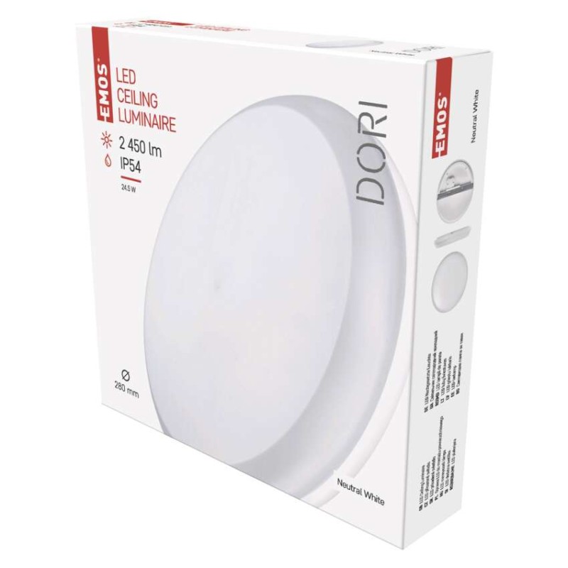 LED prisadené svietidlo DORI, kruh. biele 24,5W neutr.b., IP54