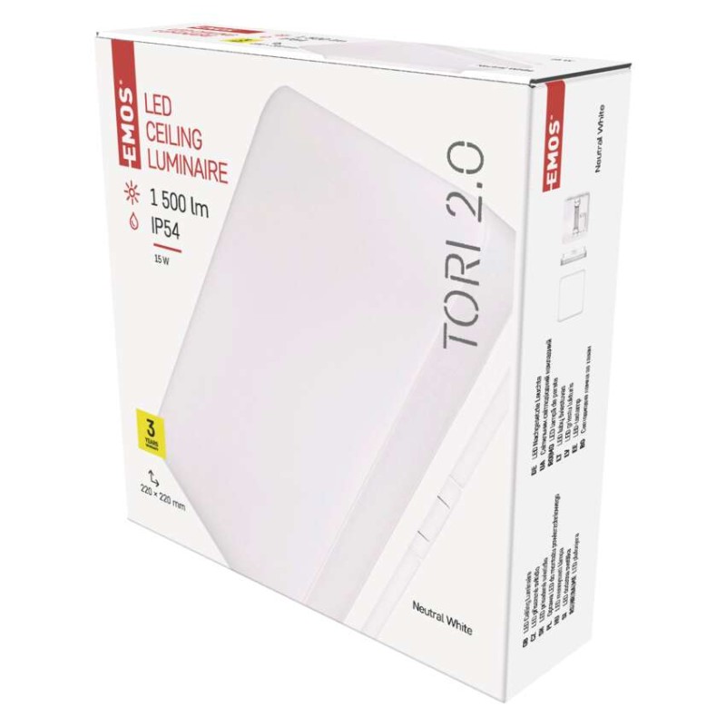 LED svítidlo TORI 22 x 22 cm, 15 W, neutrální bílá, IP54