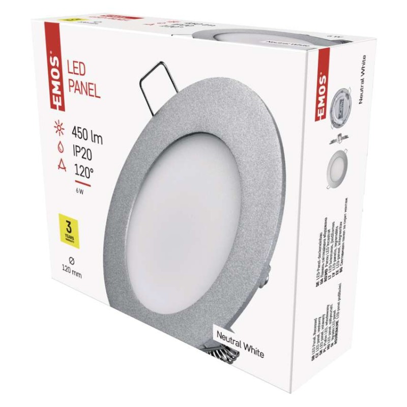 LED podhledové svítidlo PROFI stříbrné, 12 cm, 6 W, neutrální bílá