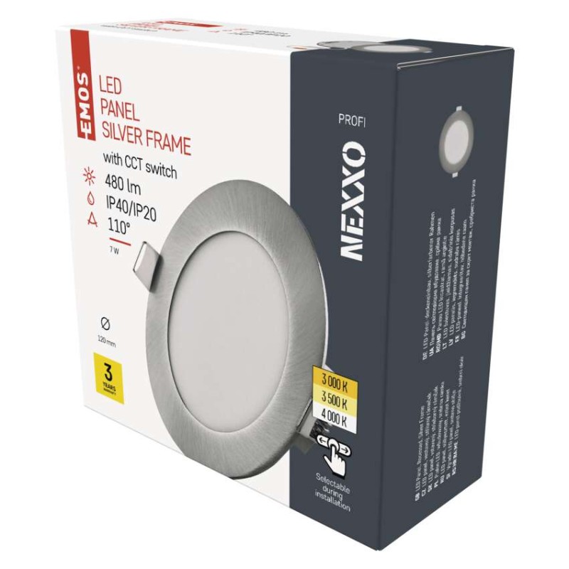 LED vstavané svietidlo NEXXO, kruhové, strieborné, 7W, CCT