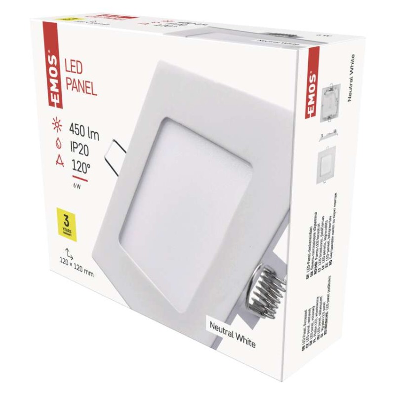 LED podhledové svítidlo PROFI bílé, 12 x 12 cm, 6 W, neutrální bílá