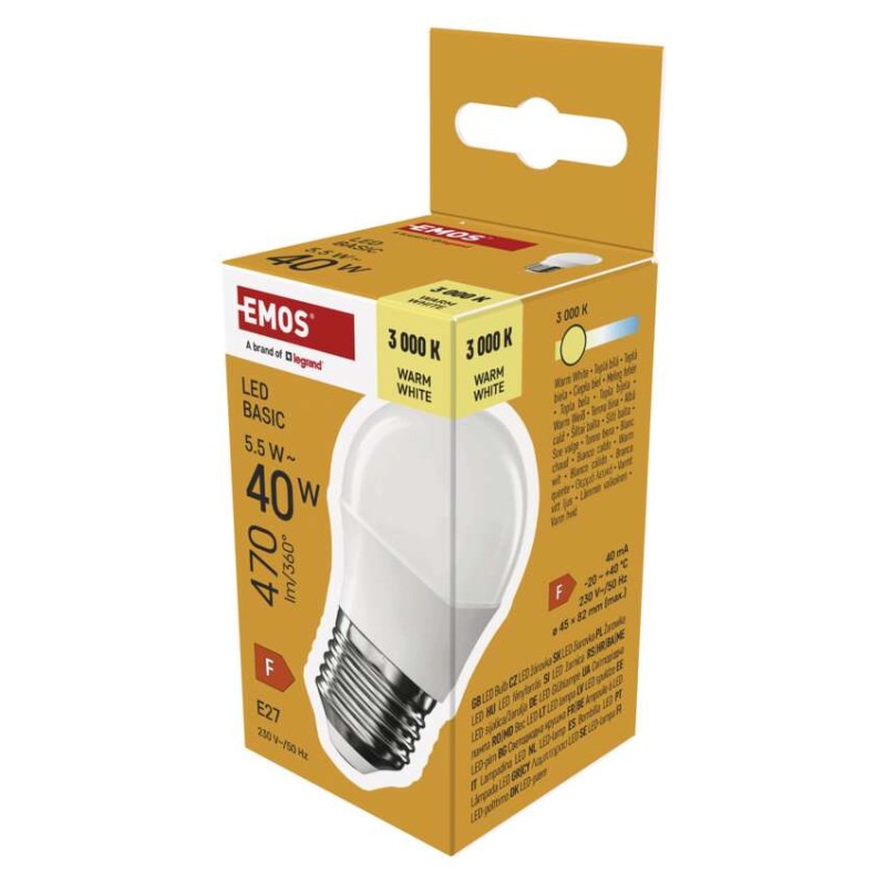 LED izzó Basic Mini Globe / E27 / 5,5 W (40 W) / 470 lm / Meleg fehér akciós termékkép 1