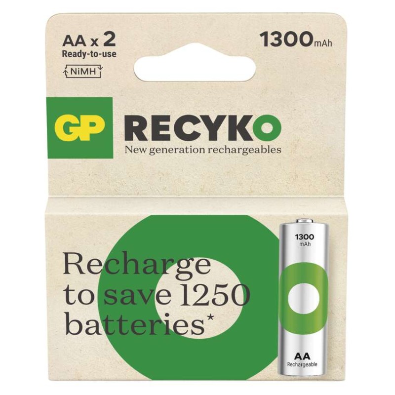 GP ReCyko NiMH Akkumulátor HR6 (AA) 1300mAh 2db akciós termékkép 1