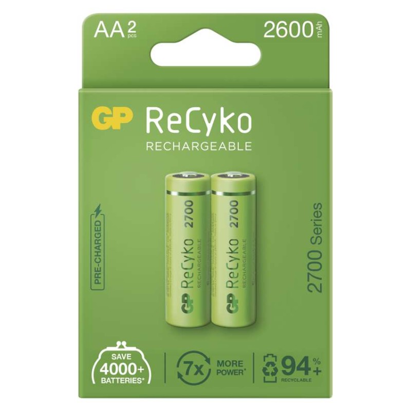 GP ReCyko NiMH Akkumulátor HR6 (AA) 2700mAh 2db akciós termékkép 1