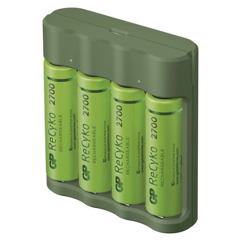 GP Akkumulátor töltő USB Adapter Everyday B421+4xAA GP ReCyko 2700mAh akciós termékkép 1