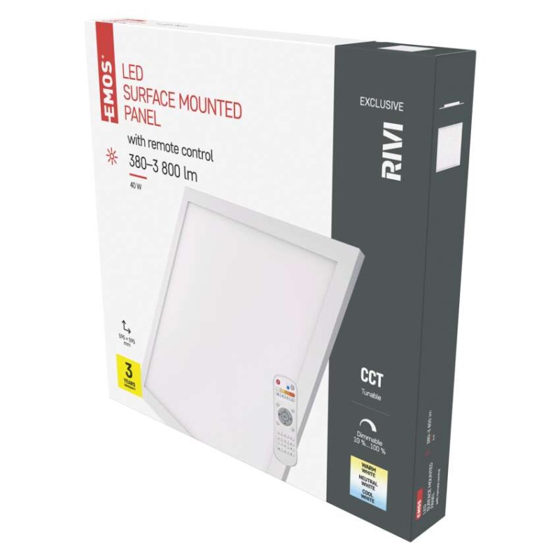 EMOS LED MENNYEZETI PANEL RIVI 60x60, 40W, DIMM., ÁLLÍTHATÓ SZÍNHŐM. akciós termékkép 1