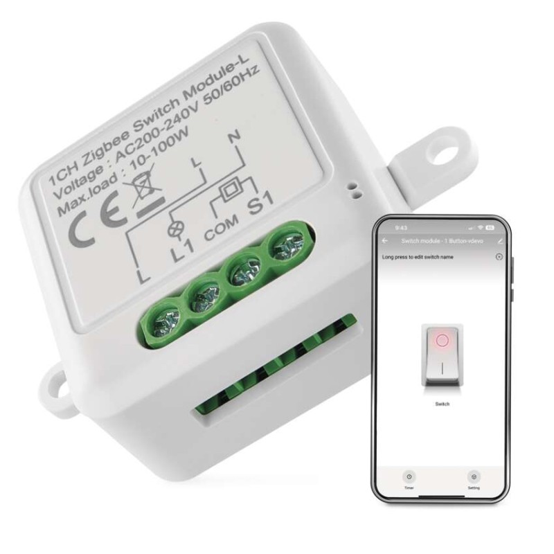 GoSmart kapcsolómodul IP-2103SZ, ZigBee, 1 csatornás (nem igényel N vezetéket) akciós termékkép 1