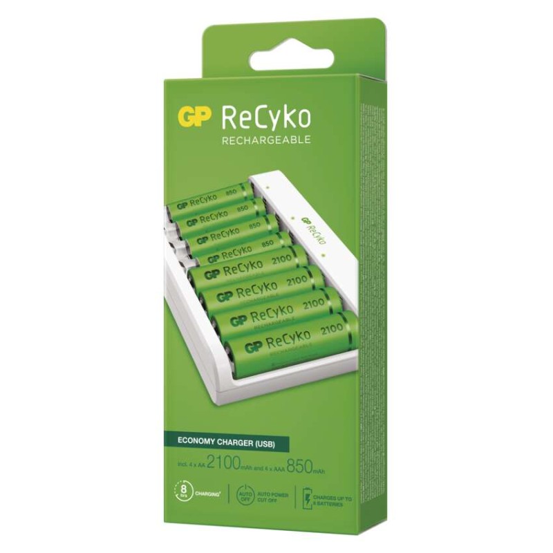 GP Akkumulátor töltő Eco E811 + 4× AA 2100 + 4× AAA
