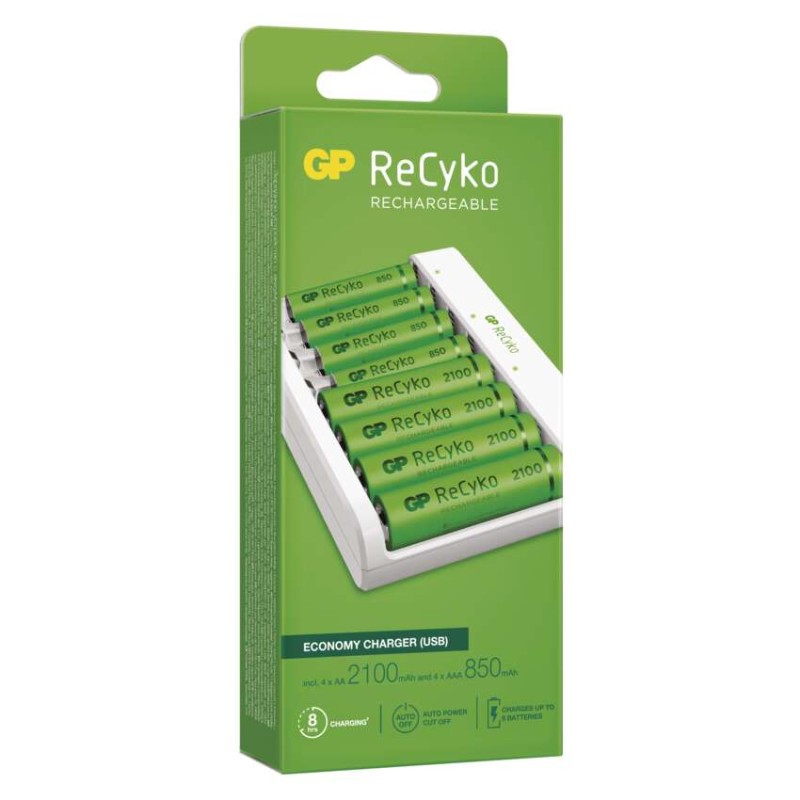 GP Akkumulátor töltő Eco E811 + 4× AA 2100 + 4× AAA