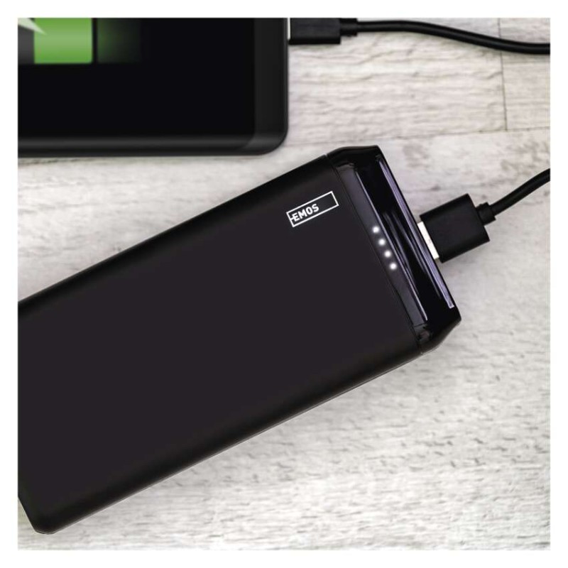 Powerbanka EMOS AlphaQ2 20, 20 000 mAh, 22,5 W, černá