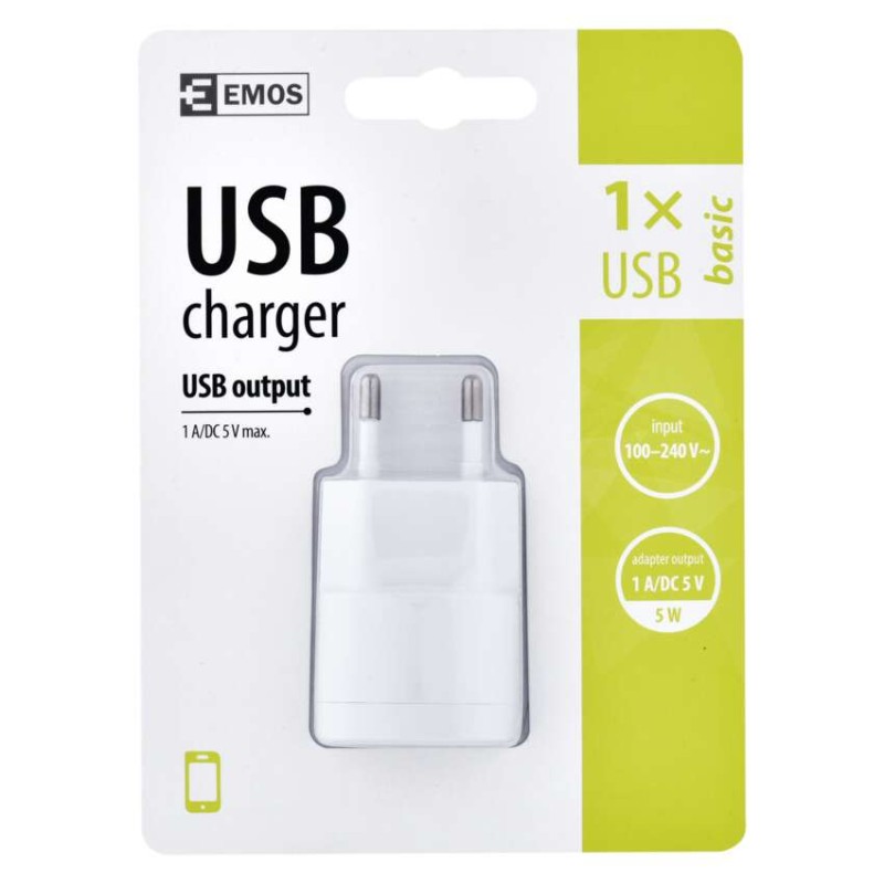 Univerzální USB adaptér BASIC do sítě 1A (5W) max.