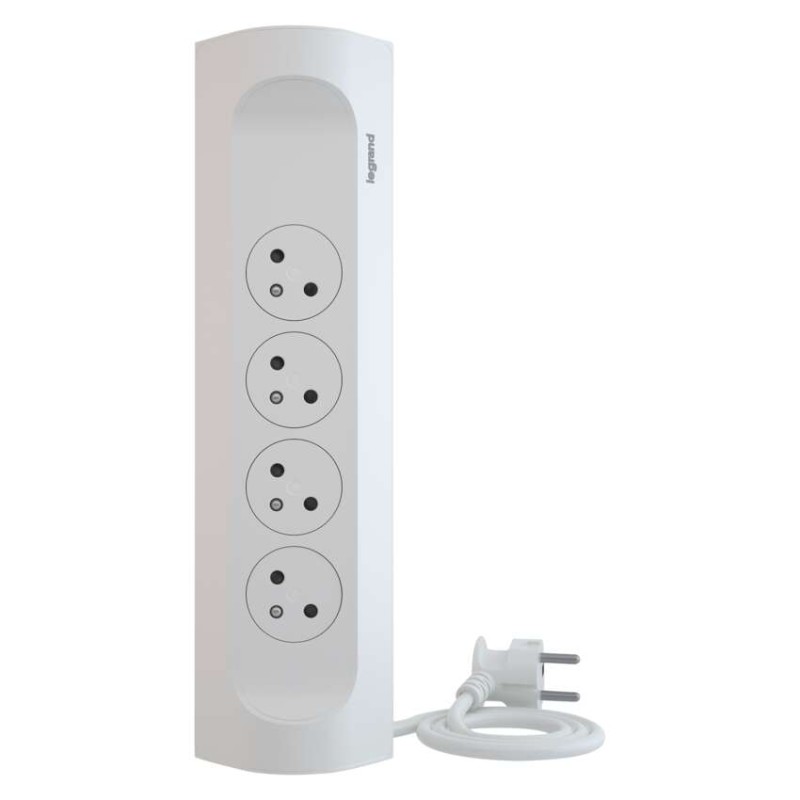 Legrand prodlužovací kabel 1 m / 4 zásuvky / bílá-černá / PVC / 1,5 mm2