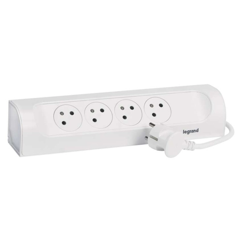 Legrand prodlužovací kabel 1 m / 4 zásuvky / bílá-černá / PVC / 1,5 mm2