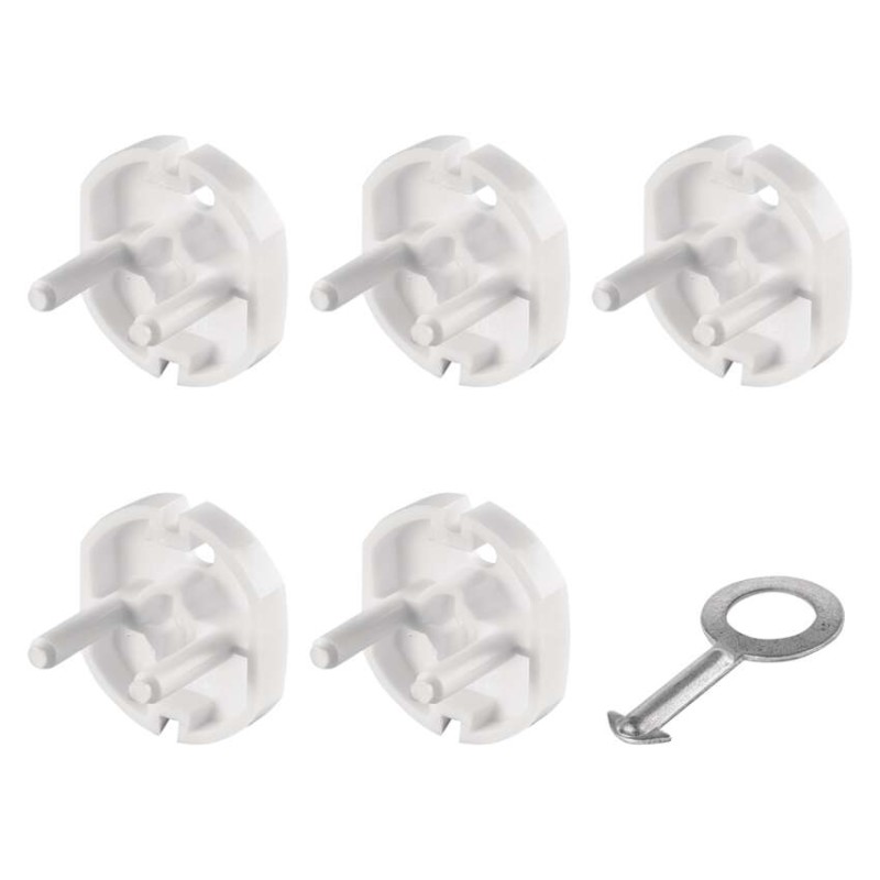 Záslepka do zásuvky bezpečnostní, 5 ks + klíč