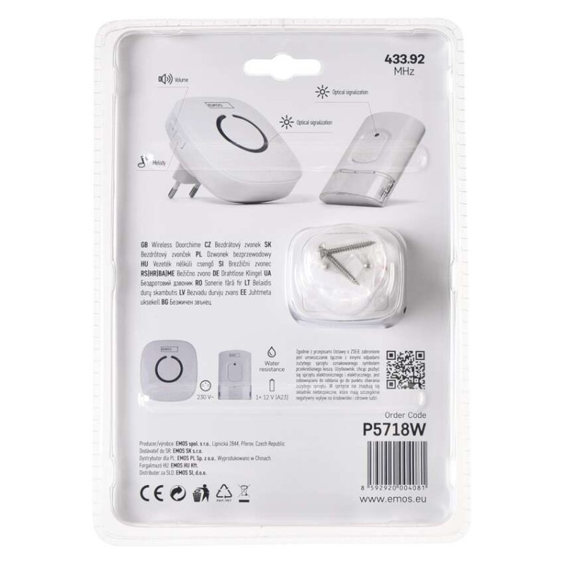 Vezeték nélküli csengő P5718W