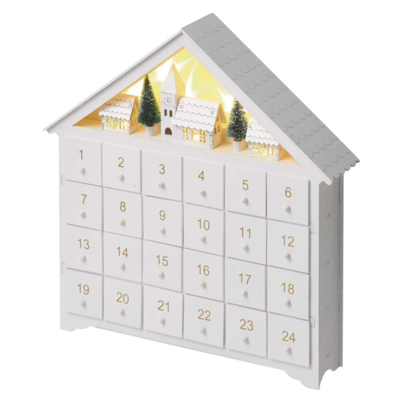 LED adventi naptár, fa, 35x33 cm, 2x AA, beltéri, meleg fehér, időzítő akciós termékkép 1