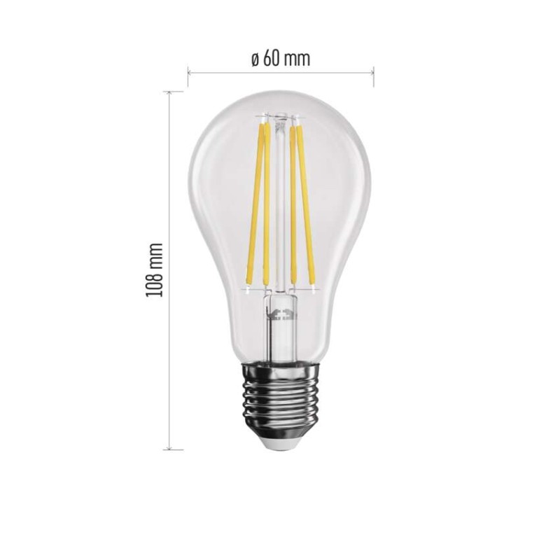 Żarówka LED Filament A60 / E27 / 7,8W (75W) / 1060 lm / ciepła biel