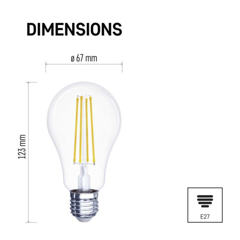 LED izzó Filament A60 / E27 / 11 W (100 W) / 1 521 lm / természetes fehér
