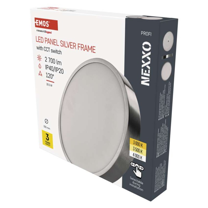 LED přisazené svítidlo NEXXO, kruhové, stříbrné, 28,5W, se změnou CCT