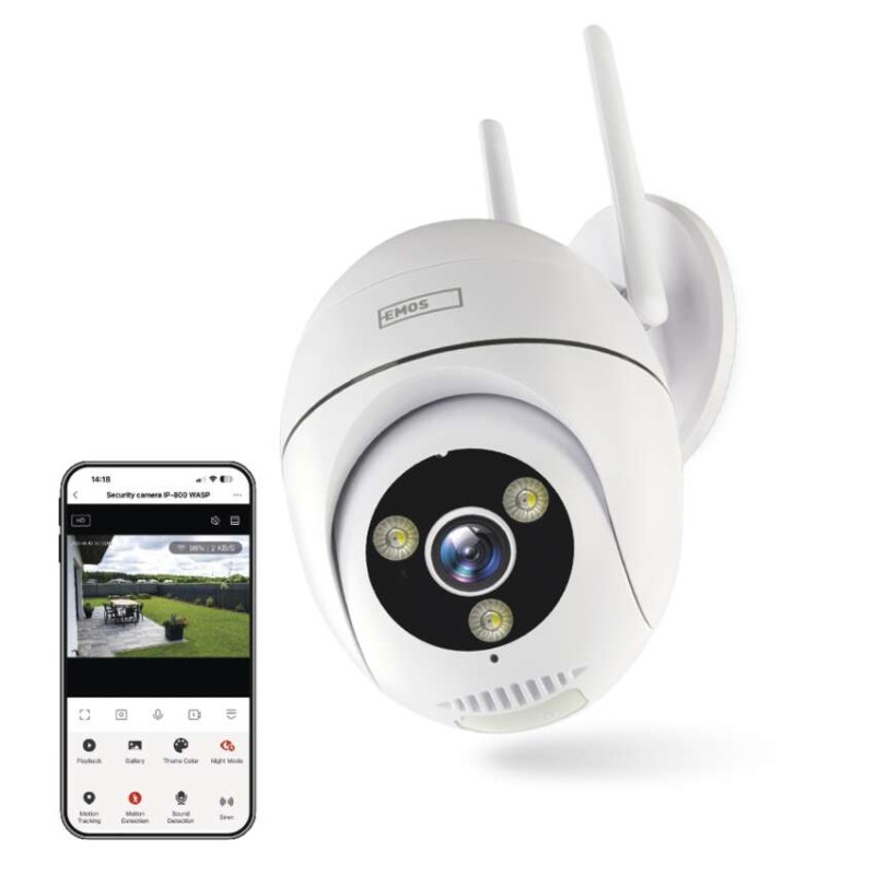 GoSmart Vonkajšia otočná kamera IP-800 WASP s WiFi, biela