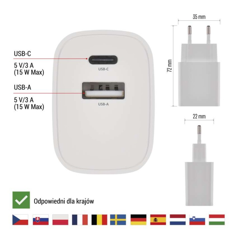 Ładowarka USB BASIC 15 W max.