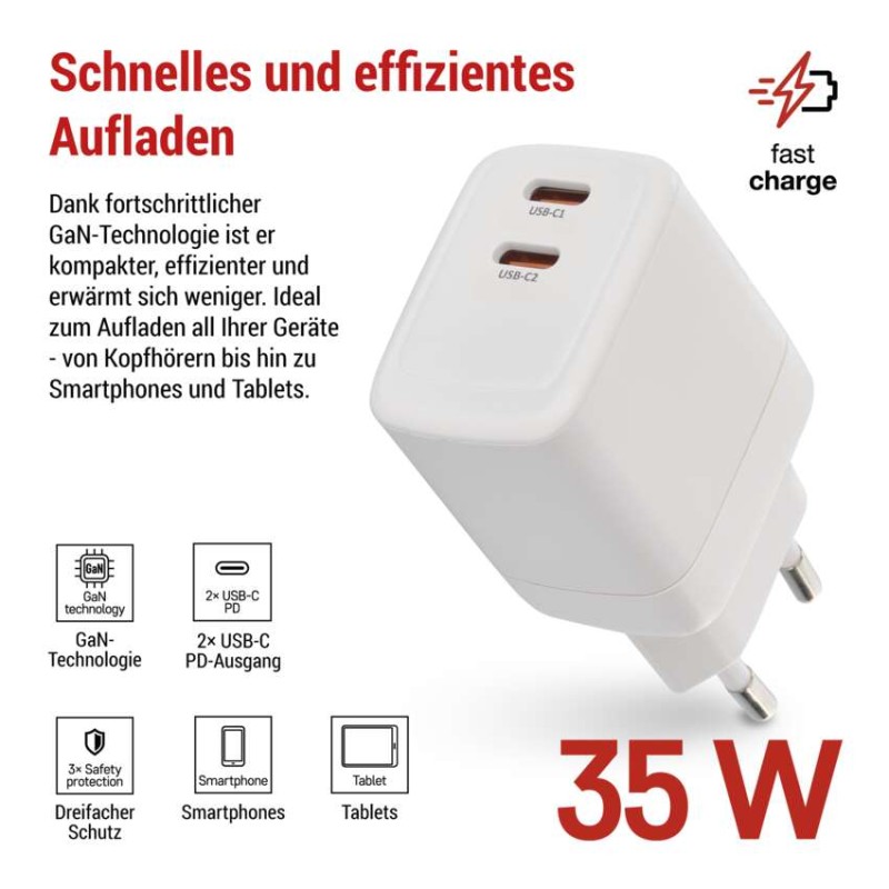 USB Netzadapter GaN PD 35 W max.