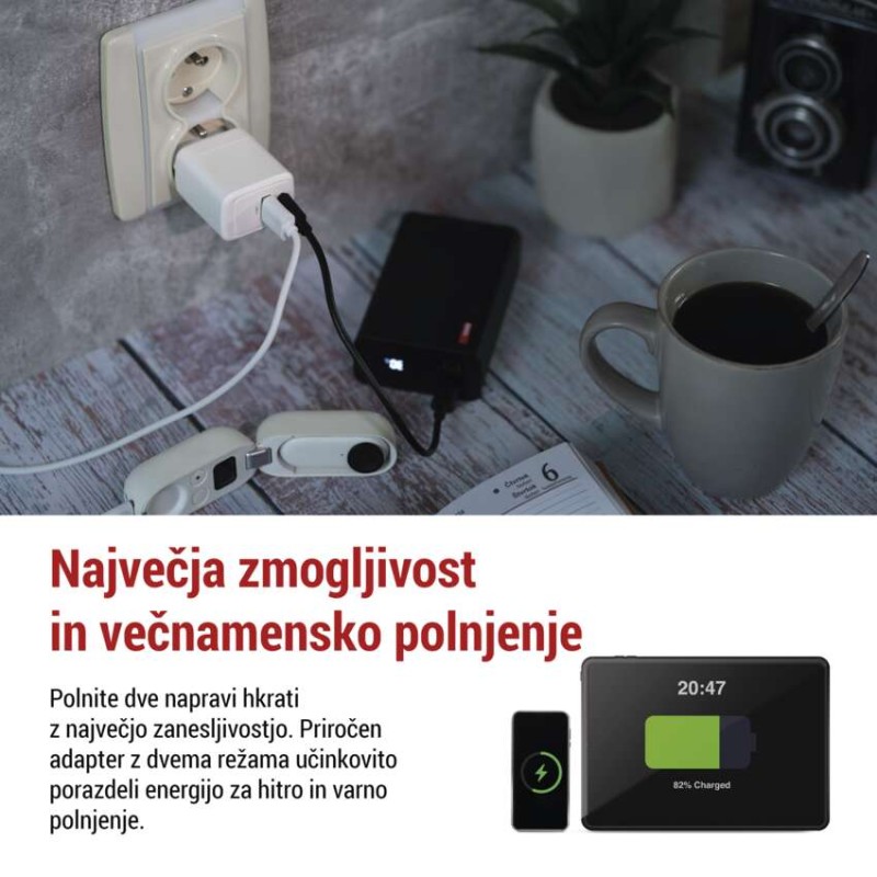 USB polnilec hišni GaN PD 20 W max.