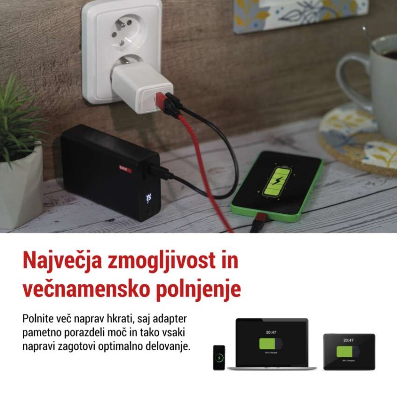 USB polnilec hišni GaN PD 45 W max.