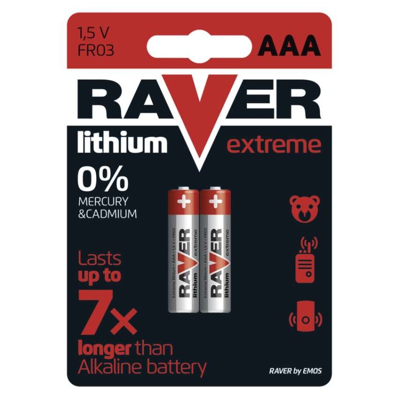RAVER Lítium elem AAA 2db/bliszter akciós termékkép 1
