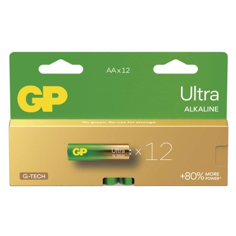 Alkalická baterie GP Ultra AA (LR6), 12 ks