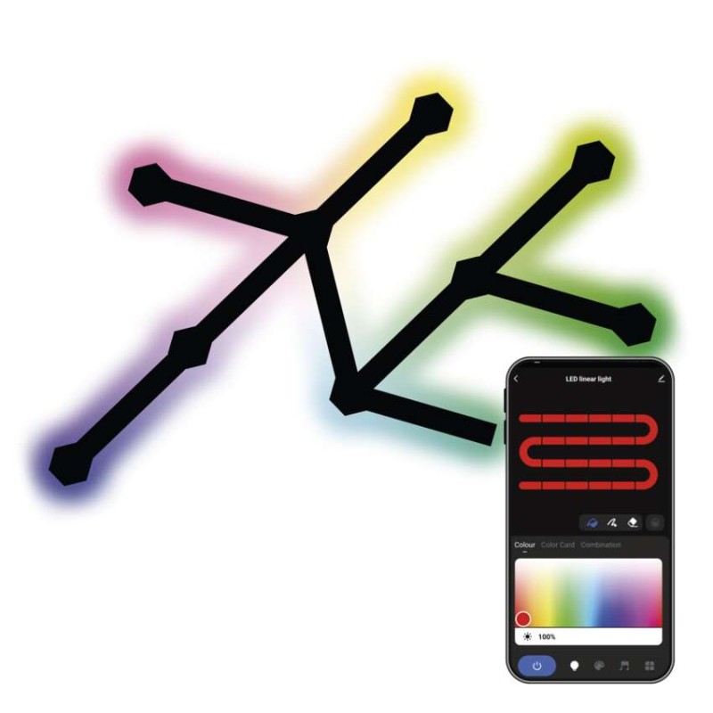 GoSmart LED-es lámpatest Lines fekete, 9 részből álló, 34 W, RGBIC dimmelhető, WiFi akciós termékkép 1