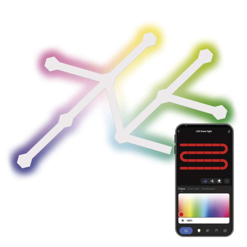 GoSmart LED lámpatest Lines fehér, 9 részből álló, 34 W, RGBIC dimmelhető, WiFi akciós termékkép 1