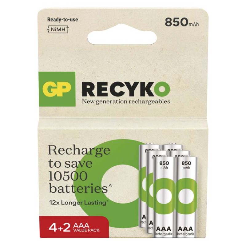 Nabíjecí baterie GP ReCyko 850 AAA (HR03), 6 ks