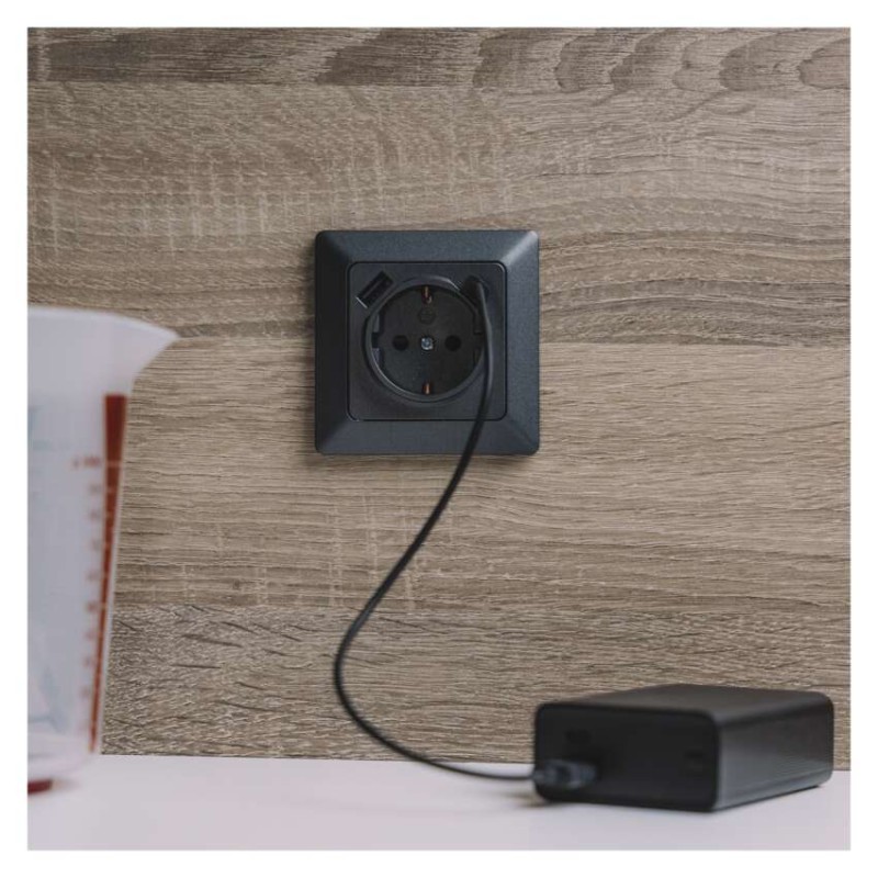 Steckdose mit USB-A+USB-C., anthrazit