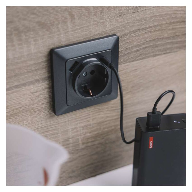 Steckdose mit USB-A+USB-C., anthrazit