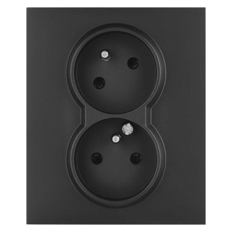 Legrand Suno zásuvka dvojnásobná, stříbčernárná