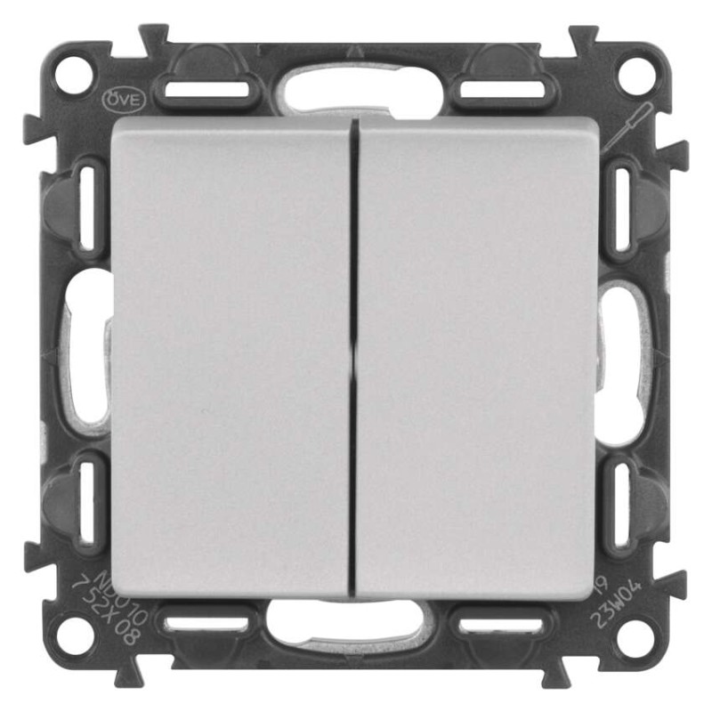 Legrand Valena Life vypínač dvojitý striedavý č. 6+6, hliník