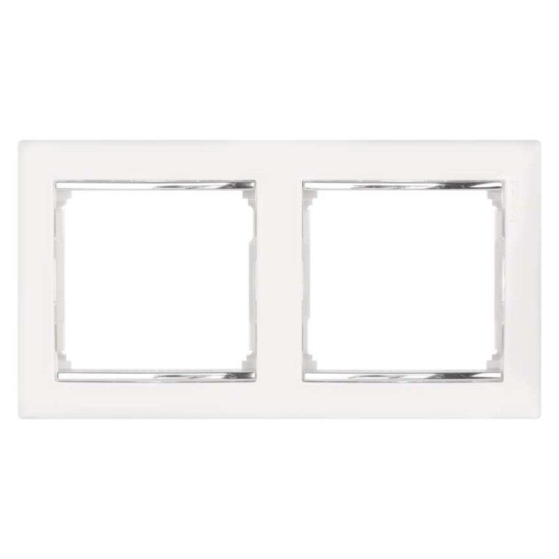 Legrand Valena rámeček dvojnásobný bílý se stříbrným pruhem